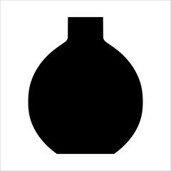 Black vector illustration of modern ceramic vase. Single element in trendy boho style isolated on white background