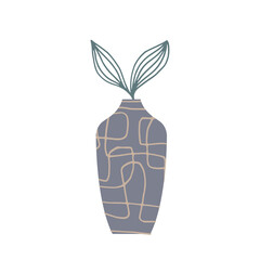 Vintage abstract set with vector boho ceramic vase. Vector illustration. Elegant decoration. Boho flat modern design