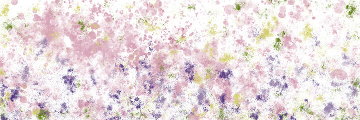 Delicate abstract watercolor background. Pink, purple, green and yellow spots on a white background. Illustration.