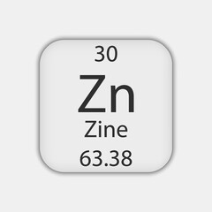 Zine symbol. Chemical element of the periodic table. Vector illustration.