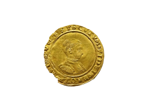 King Edward VI 1547- 1553 Gold Half Sovereign Coin, png stock photo file cut out and isolated on a transparent background