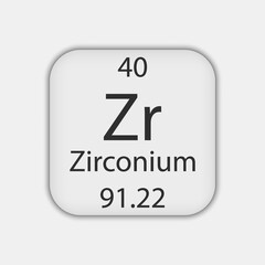 Zirconium symbol. Chemical element of the periodic table. Vector illustration.