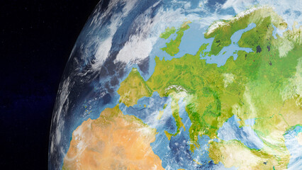 Obraz na płótnie Canvas Realistic Earth globe focused on Europe