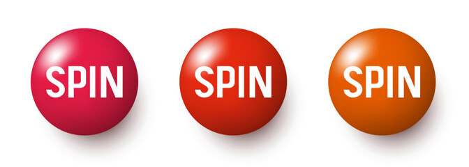 Spin button set. Buttons for online casino. Vector clipart isolated on white background.	