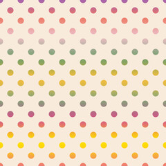 Colorful polka dots rainbow seamless pattern on pink background vector Image.