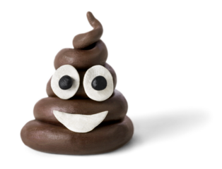 Art emoticon brown poop with eyes and mouth