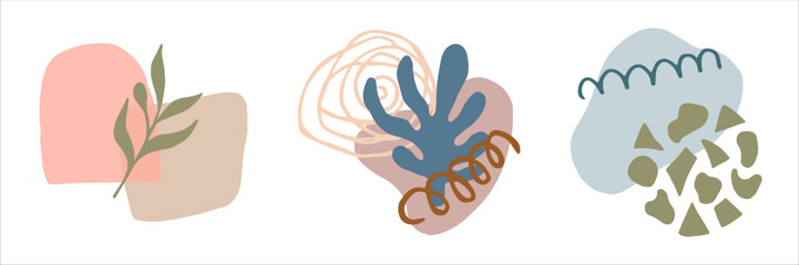 Obraz premium Vector collection of abstract collages for social media design, creating prints, patterns, sublimations, corporate identity