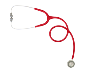 isolated on white background red stethoscope for newborns