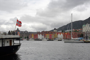 Colorful houses and cityscapes built with vernacular architecture in Bergen, Norway