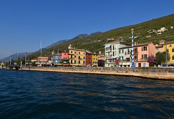 VIEW OF THE COAST FROM LAKE GARDA IN ITALY