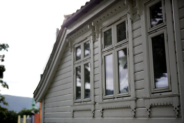Colorful houses and cityscapes built with vernacular architecture in Bergen, Norway