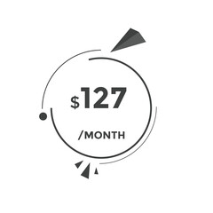 $127 USD Dollar Month sale promotion Banner. Special offer, 127 dollar month price tag, shop now button. Business or shopping promotion marketing concept
