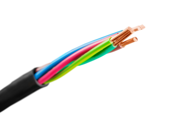 Four core armored cooper cable on  background