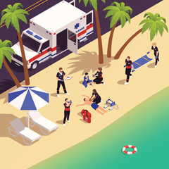 Fototapeta premium First Aid Isometric Background