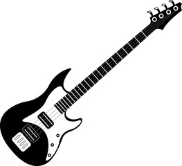Vector image (silhouette, icon) of a musical instrument bass guitar - obrazy, fototapety, plakaty
