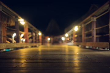 Wooden pier connecting apartments over the water in French Polynesia