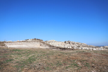 ruins of argamum stronghold in jurilovca, tulcea, romania