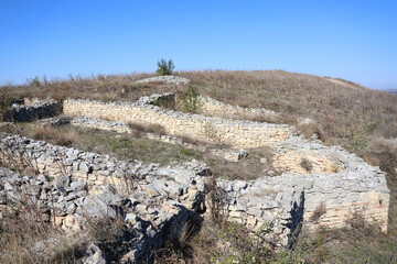 ruins of argamum stronghold in jurilovca, tulcea, romania