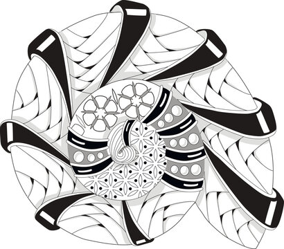 Decorative seashell in zentangle style. Vector illustration