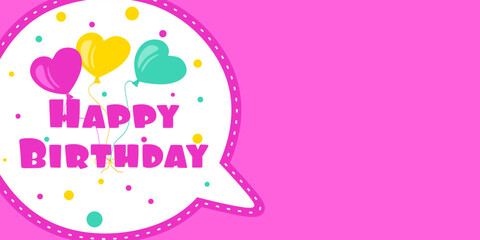 Happy birthday illustration. Speech bubble with text Happy birthday. Balloons design for birthday congratulation. vector illustration