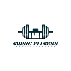 GYM logo with music symbol icon vector illustration. a unique, modern, and elegant logo. very suitable for companies, web, icon design, etc.