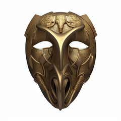 Bronze mask. Digital illustration. 3D rendering. Isolated on white.