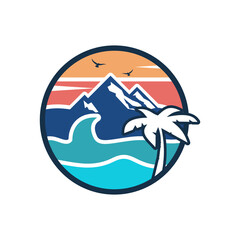 Beach, Sea logo design Vector illustration