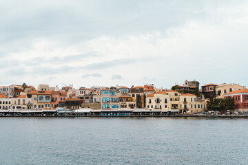 Fototapeta na wymiar View of the old port of Chania, Crete Island, Greece.