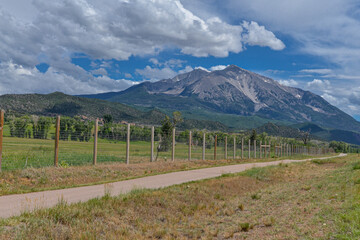 bike lane along Colorado State Highway 133 near Carbondale with Mt. Sopris scenic view