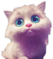 Cute kitten with big eyes looking at you