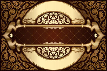 Golden ornate floral decorative vintage blank card