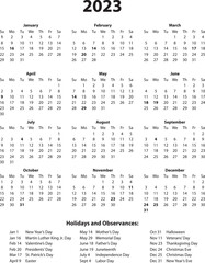 2023 Year Calendar