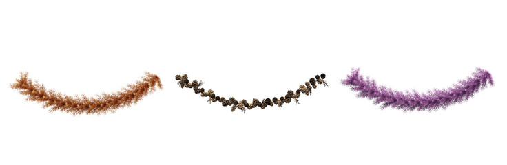 Christmas decorations, New Year's decor, isolated on white background, 3D illustration, cg render