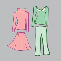 stylized drawing of casual women's clothing