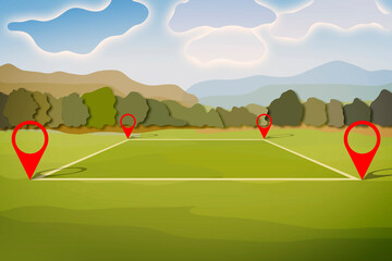 Land plot management - real estate concept illustration with a vacant land on a green field available for building construction  © Francesco Scatena