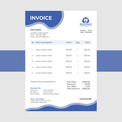 Blue Modern Business invoice template design.