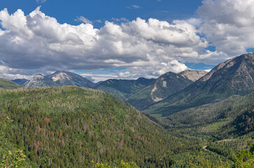 scenic view of Crystal river valley, Chair Mountain and Ragged Peak from Colorado State Highway 133 near McClure Pass