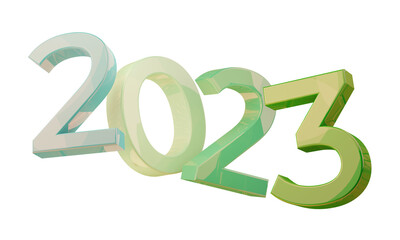 2023 from soft blue to strong green symbol 3d-illustration