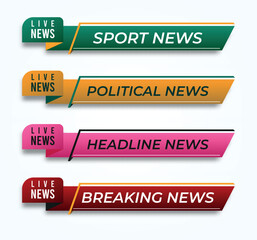 tv news bar. bar newspaper. bar social media. Television broadcast media title banner. 
