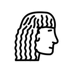 curly hairstyle female line icon vector. curly hairstyle female sign. isolated contour symbol black illustration