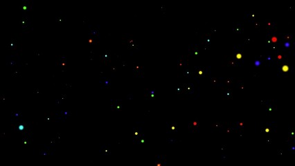 Colorful bokeh particles with plain black background