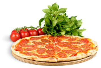 Fresh italian classic original pepperoni pizza isolated on white background