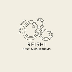 Vector icon in linear style - reishi mushrooms. Logo sign.