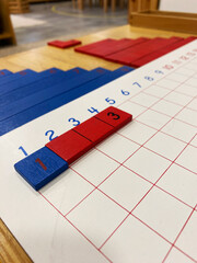 montessori material board with segments to add