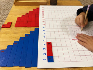 montessori material board with segments to add