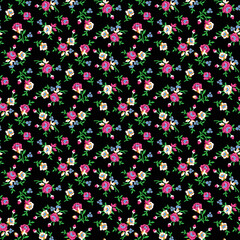 Fototapeta na wymiar little floral vector pattern, small rose flower pattern