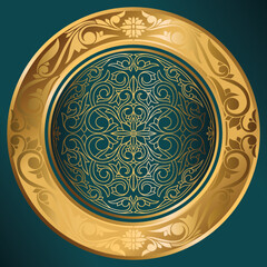 Golden ornate vintage decorative emblem