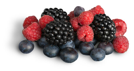 Fresh ripe berries on white background