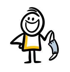 Happy man takes off the medical mask with happy smile on the face.