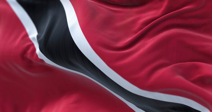 Close-up view of Trinidad and Tobago national flag waving